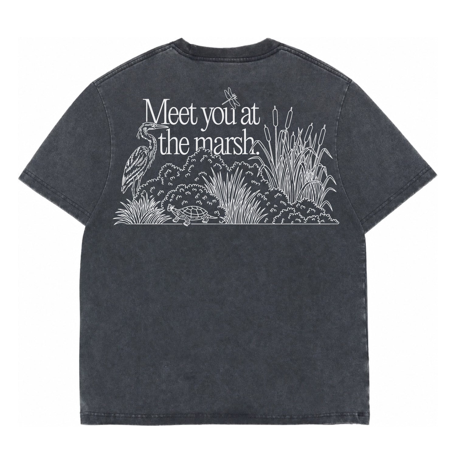 Adult Meet You at the Marsh Boxy Tee, Vintage Black: Preorder
